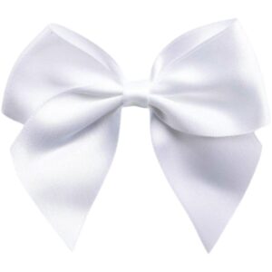 10cm White Satin Self Adhesive Ribbon Bows (6pk)