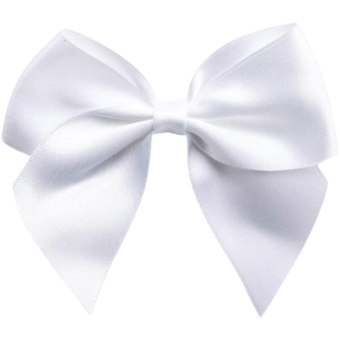 10cm White Satin Self Adhesive Ribbon Bows (6pk)