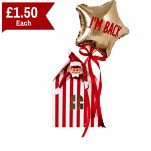 B4U Elf Arrival Red & White Stripes Box With Handles (96pk)