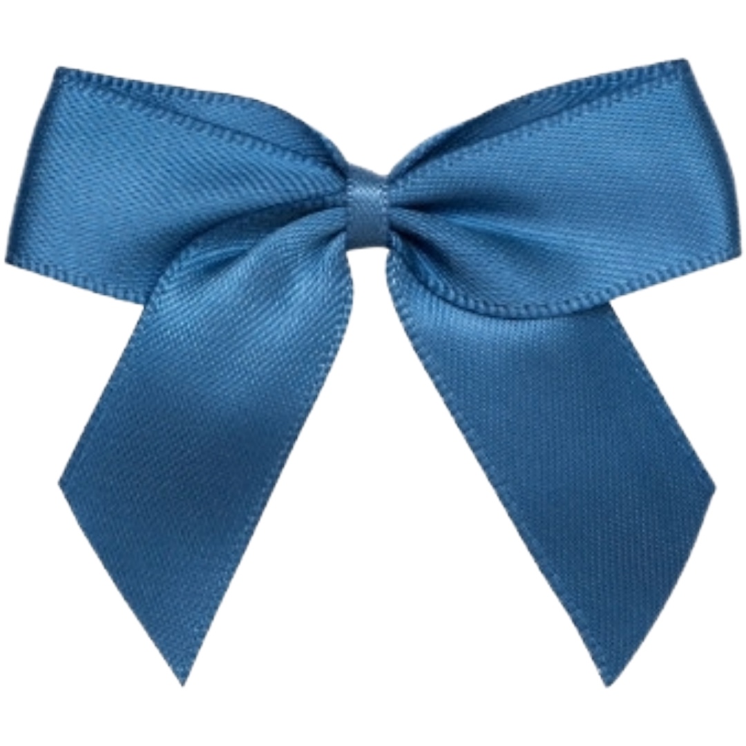 5cm Smoke Blue Satin Self Adhesive Ribbon Bows (12pk)