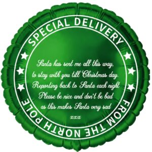 B4U 18 Inch Green Special Delivery From The North Pole Elf Arrival Foil Balloon