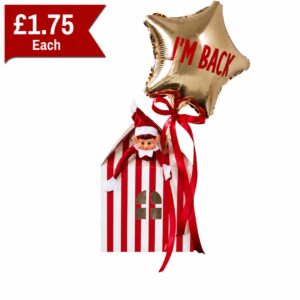 B4U Elf Arrival Red & White Stripes Box With Handles (12pk)