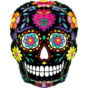 Grabo 22 inch Mighty Black Sugar Skull Foil Balloon