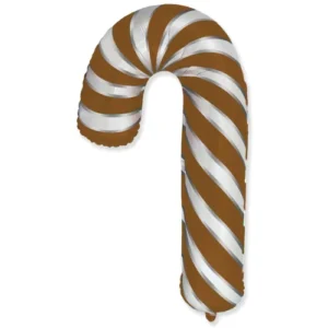 Flexmetal 39 inch White & Chocolate Striped Candy Cane Foil Balloon