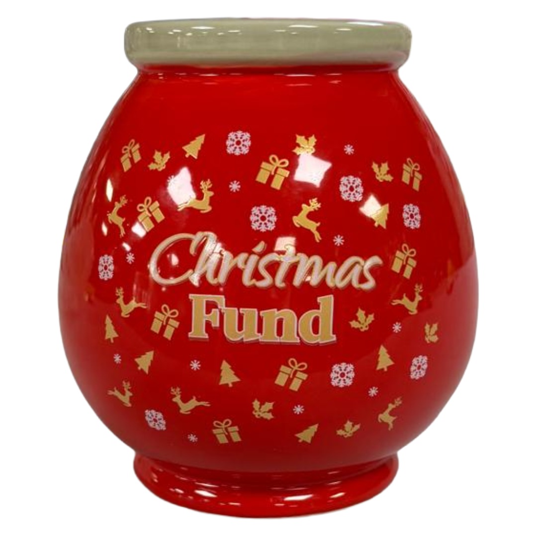 Christmas Fund Ceramic Money Pot Festive Savings Jar