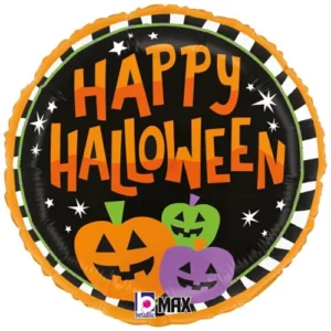Grabo 18 inch Halloween Pumpkin Stripe Foil Balloon