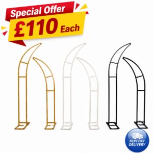 Gold- Black or White Set Of 2 Iron Wedding Arch Horn Stands