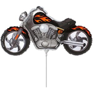 Flexmetal 17 inch Black & Orange Motorbike Mini Foil Balloon