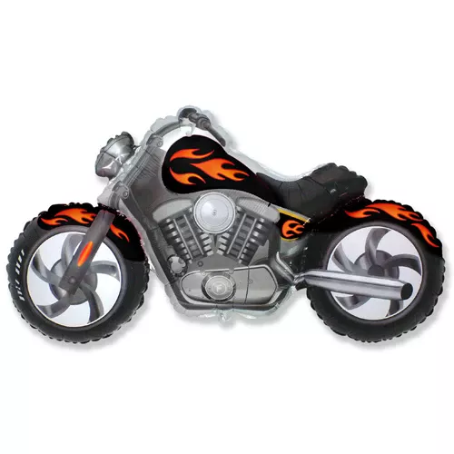 Flexmetal 45 inch Black & Orange Motorbike Foil Balloon