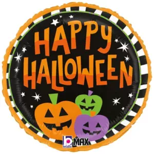 Grabo 18 inch Halloween Pumpkin Stripe Foil Balloon