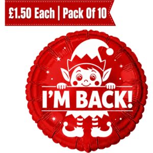 B4U 18 Inch I’m Back Christmas Elf Foil Balloon (10pk)
