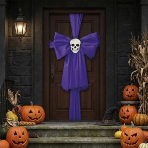 PMS Halloween Purple Door Bow Decor