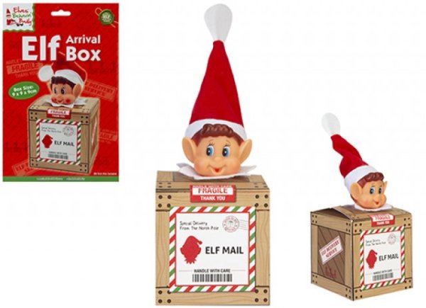 9cm x 9cm Wooden Elf Arrival Box (1)