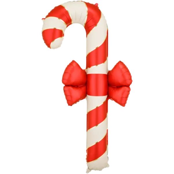 Party Deco 52 inch Red & Beige Candy Cane with Bow Foil Balloon
