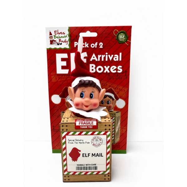 7cm x 9cm Wooden Elf Arrival Boxes (Pack Of 2)
