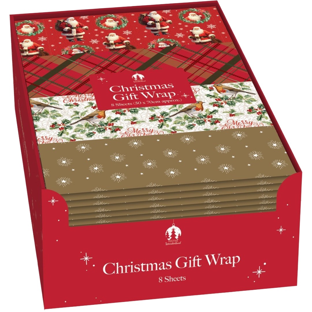 Christmas Gift Wrap 50cm x 70cm (8 Sheets)