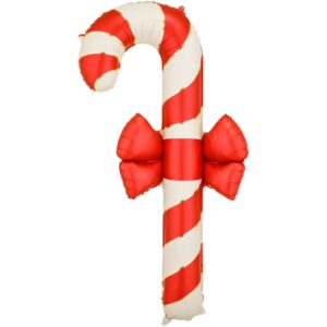 Party Deco 52 inch Red & Beige Candy Cane with Bow Foil Balloon
