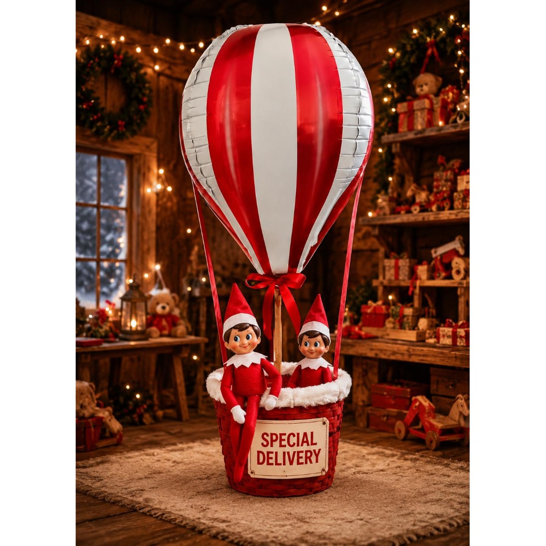 B4U 35 inch White & Red Hot Air Foil Balloon