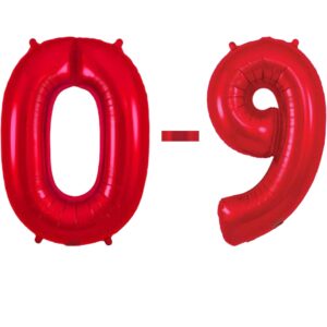 Oaktree 34 inch Red Foil Number Balloons Set – 0 to 9 (10-Pack)
