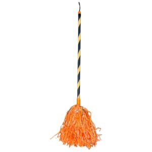 Spooky Orange Halloween Witch Party Broom