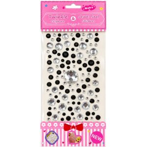 Black & Silver Self Adhesive Rhinestone Jewel Stickers