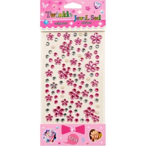 Pink Flower Self Adhesive Rhinestone & Pearl Jewel Stickers