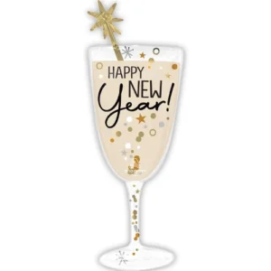 Anagram 40 inch Bubbly New Year Glass Supershape Foil Balloon