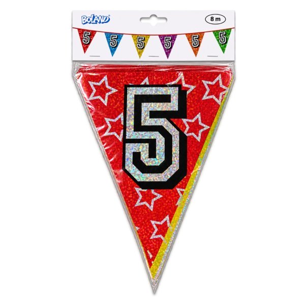 Boland 8m Holographic 5th Birthday Party Bunting Banner Multicolour (12pk)