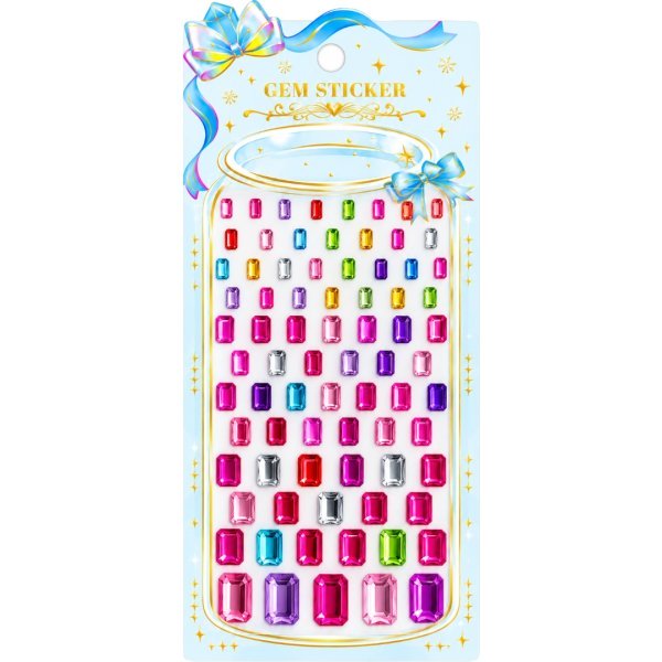 Multicolour Rectangular Self Adhesive Rhinestone Gem Stickers