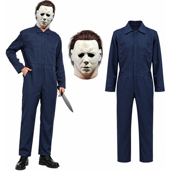 Halloween Michael Myers Deluxe Adult Fancy Dress Costume With Mask and Jumpsuit