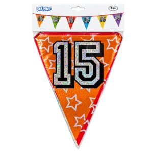 Boland 8m Holographic 15th Birthday Party Bunting Banner Multicolour (12pk)