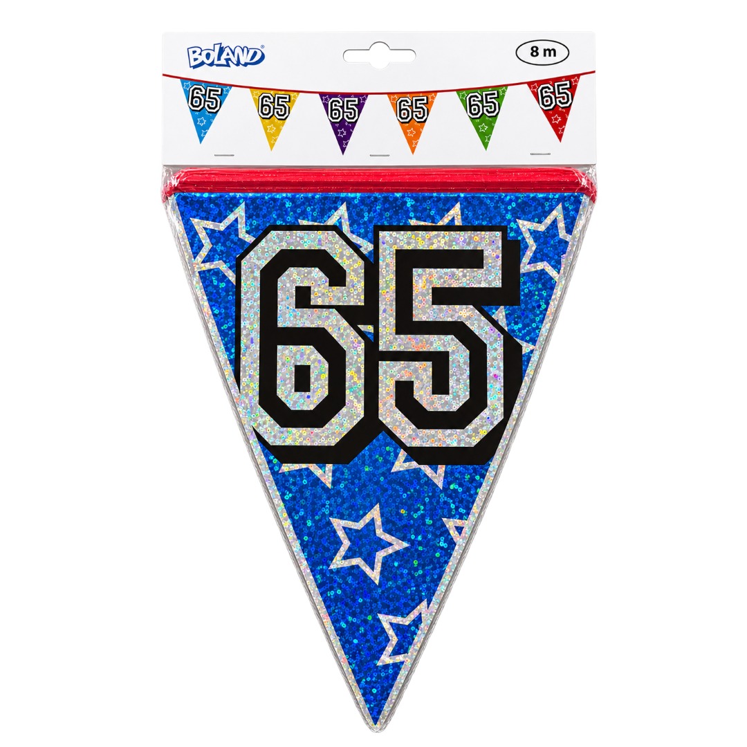 Boland 8m Holographic 65th Birthday Party Bunting Banner Multicolour