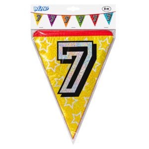 Boland 8m Holographic 7th Birthday Party Bunting Banner Multicolour (12pk)
