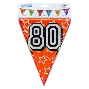 Boland 8m Holographic 80th Birthday Party Bunting Banner Multicolour