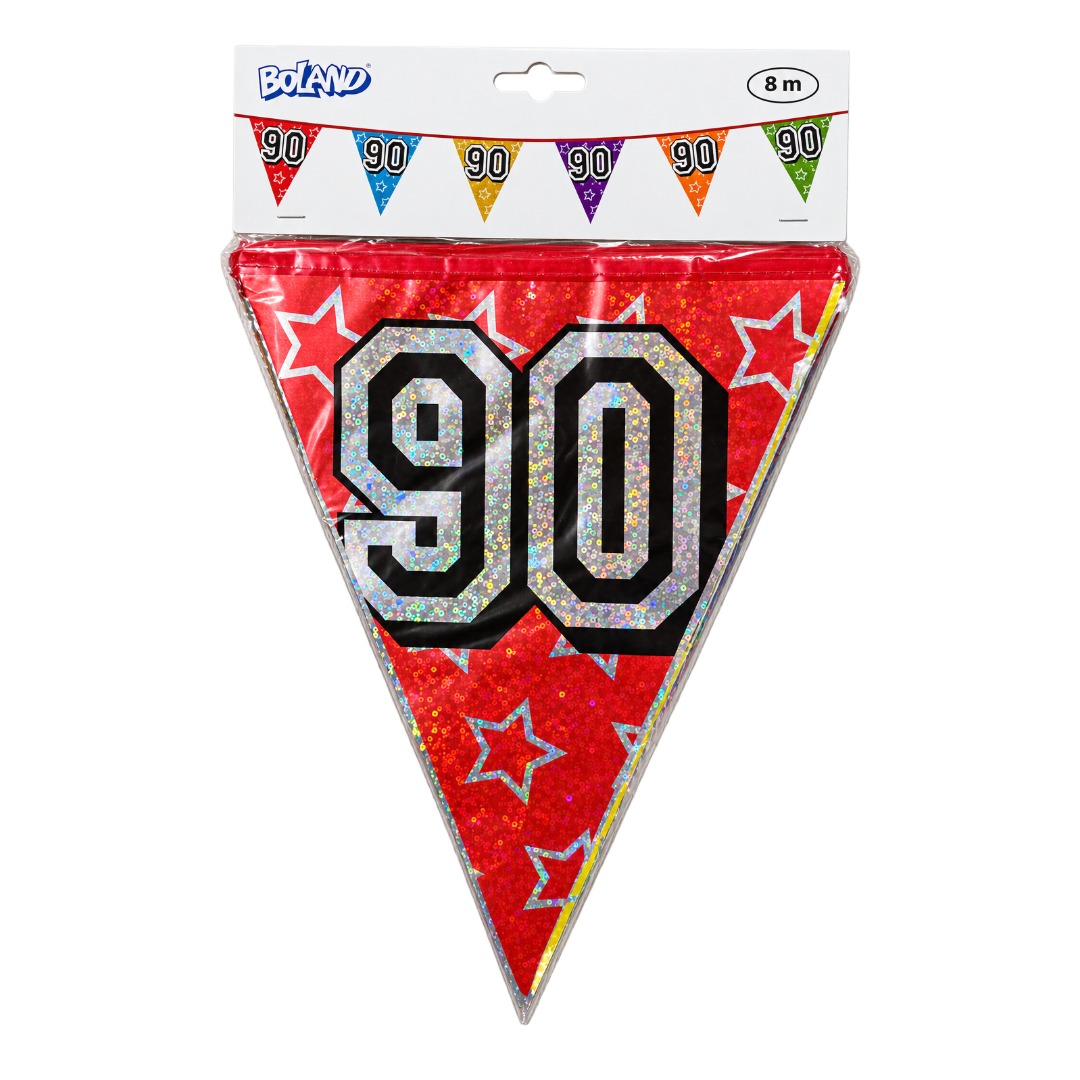 Boland 8m Holographic 90th Birthday Party Bunting Banner Multicolour