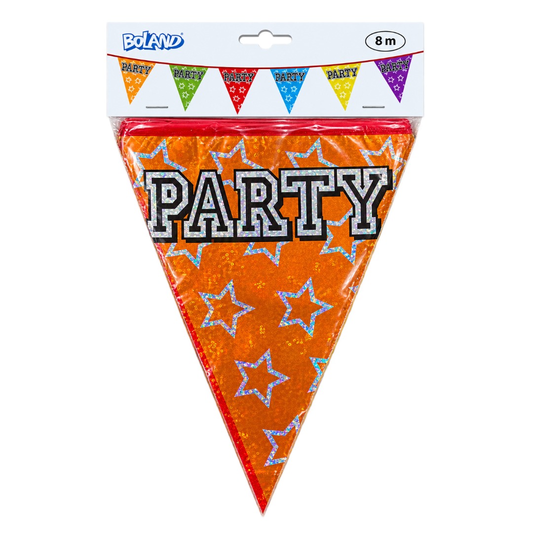 Boland 8m Holographic Party Bunting Banner Multicolour (12pk)