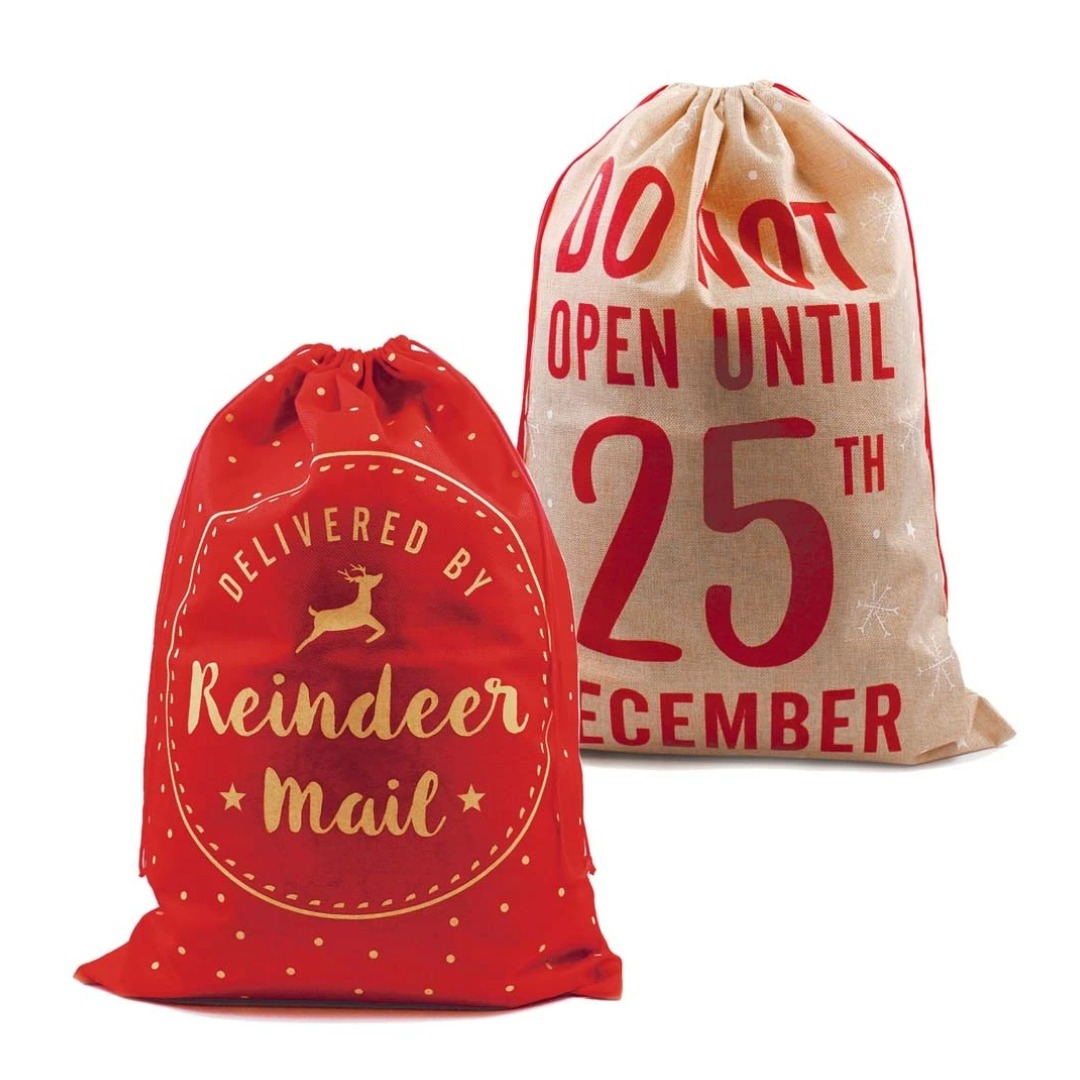 Christmas Santa Gift Sacks Assorted Designs (12pk)