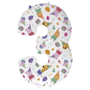 Flexmetal Peppa Pig 40 inch Number 3 Foil Balloon