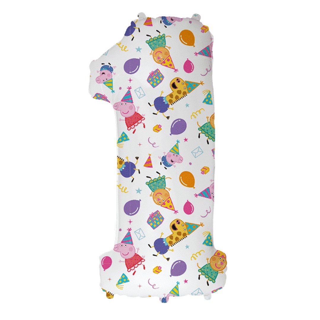 Flexmetal Peppa Pig 40 inch Number 1 Foil Balloon