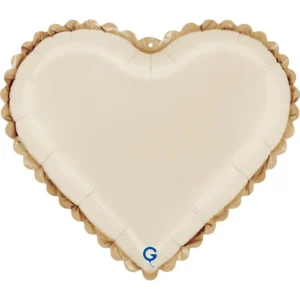 Grabo 18 inch Satin Cream Gold Lace Heart Foil Balloon