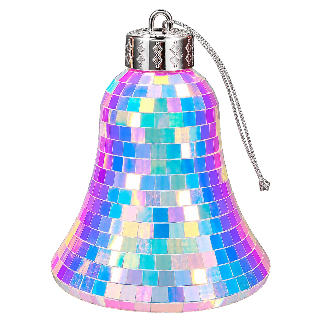 Iridescent Disco Ball Christmas Bell Hanging Decoration
