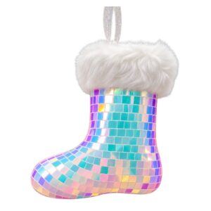 Iridescent Disco Ball Christmas Boot Hanging Decoration