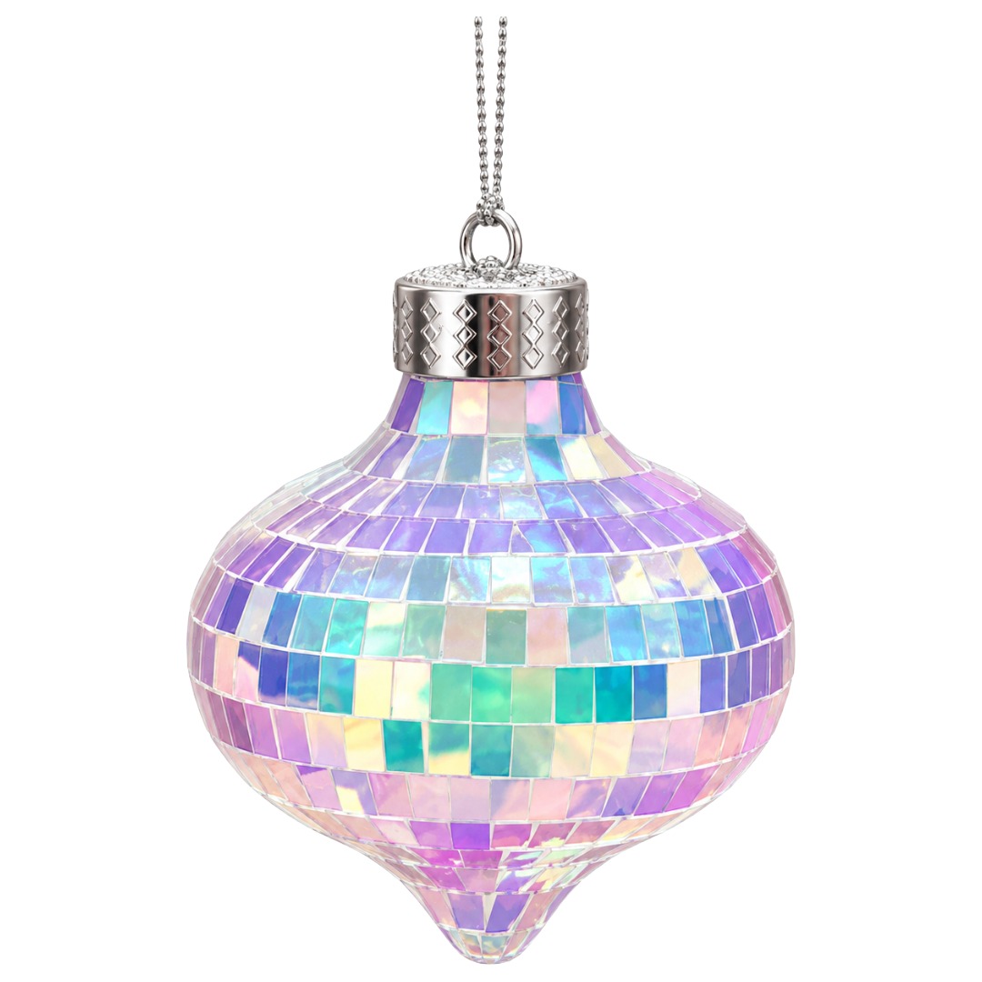 Iridescent Mirror Disco Ball Hanging Christmas Bauble