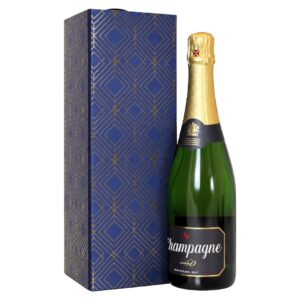 Luxury Navy Blue & Gold Wine or Champagne Bottle Gift Box