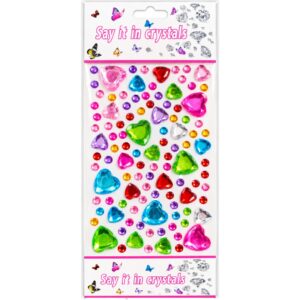 Multicolour Large Hearts Self Adhesive Rhinestone Crystal Gem Stickers