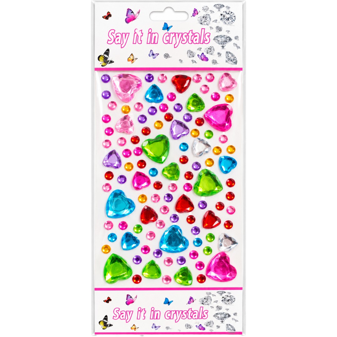 Multicolour Large Hearts Self Adhesive Rhinestone Crystal Gem Stickers