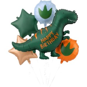 Party Deco Dinosaur Happy Birthday Set Foil Balloons (4)