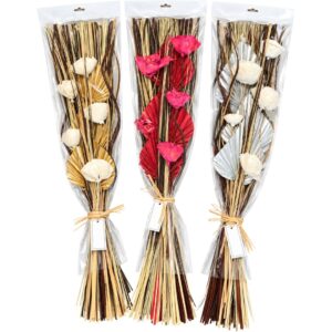 60cm Artificial Dried Flower Bouquet with Palm Leaves & Natural Stems (10pk)