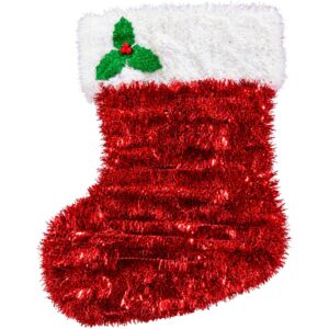 60cm Red & White Tinsel Stocking Christmas Decoration (24pk)