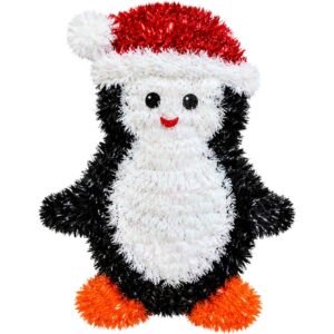 60cm Red White & Black Tinsel Penguin Christmas Decoration (24pk)